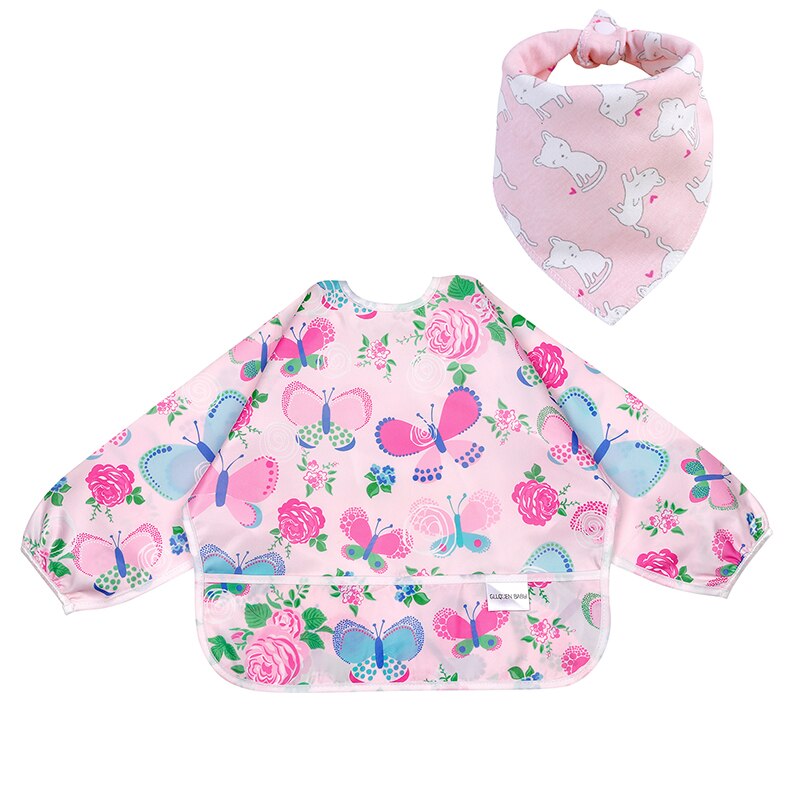Baby Lätzchen Wasserdicht Kleinkind essen Werkzeug Langarm Neugeborenen Kunst Kittel Fütterung Lätzchen Schürze passen 6-24M Mit tasche Baby Bandana Lätzchen: ZY1034