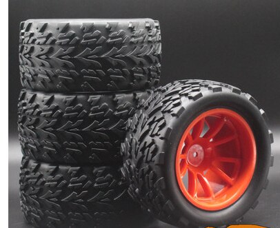 4pcs 1/10 Truck Bigfoot Tire Monster Bigfoot Truck Tire 115mm Diameter Hsp 94111 94108: Red