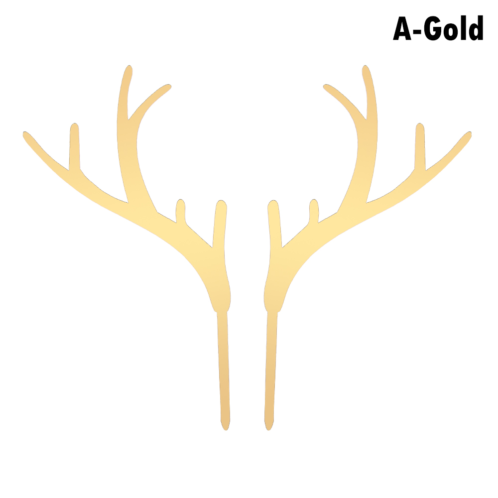 Goudkleurige hertengeweien van acryl cupcake toppers, vrolijke kerstversiering van acryl voor een feesttaart.: Een goud