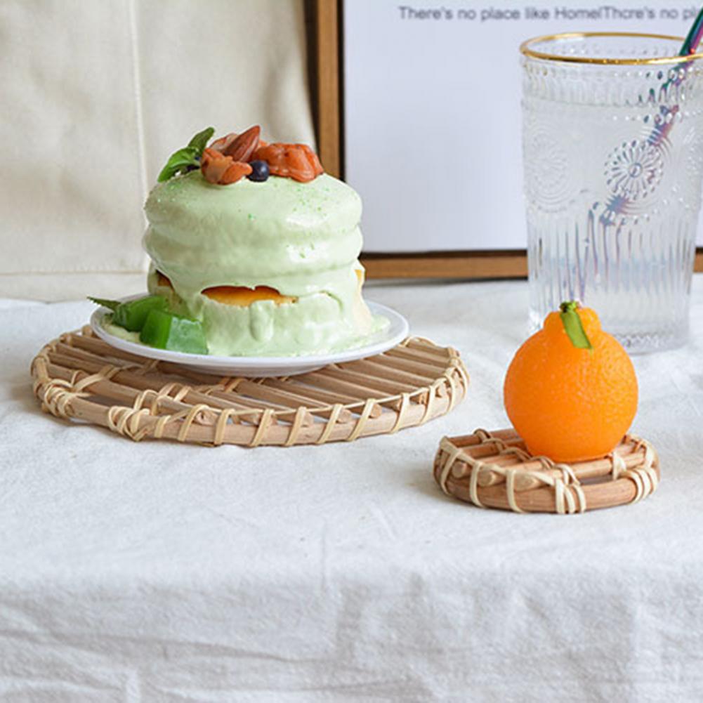 Tkane rattanowe taca przekąnarty kawa mata na stół fotografia rekwizyty Dom dekoracje kubek robić izolacji termicznej mata robić przechowywania kuchni