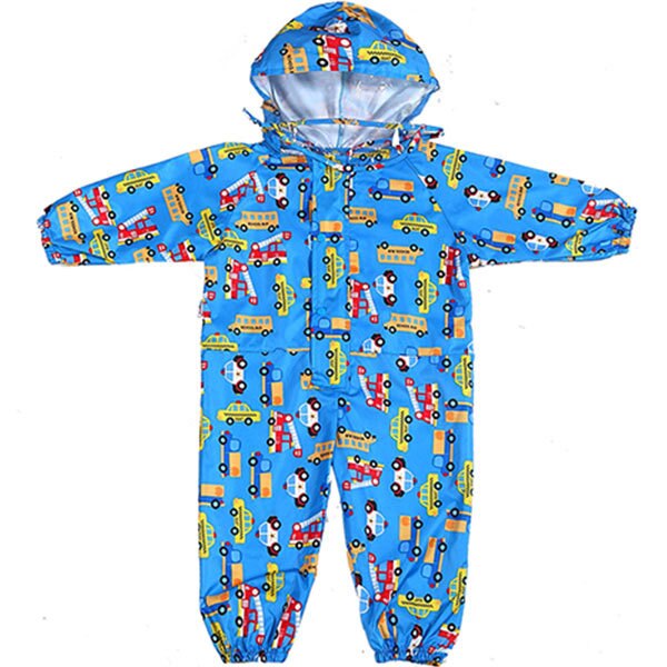 Cute Animal Baby Jumpsuits Rain Snow Coat Waterproof Polyester Rain Coat Children Windproof Poncho for Kindergarten Student: Blue / 5T