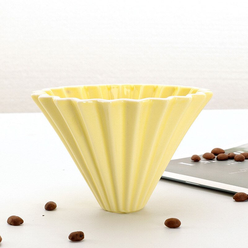 Ceramic V60 Coffee Filter Cup Handmade Origami Filter Cup Hand Punch Funnel Drip Hand Punch Coffee Filter Shelf Spot: Yellow