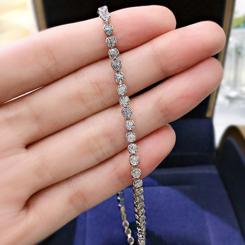 Oevas 100% 925 sterling silber 3mm voll-hochkohlenstoff-diamant-anhänger-halskette für damen funkelnder hochzeitsschmuck