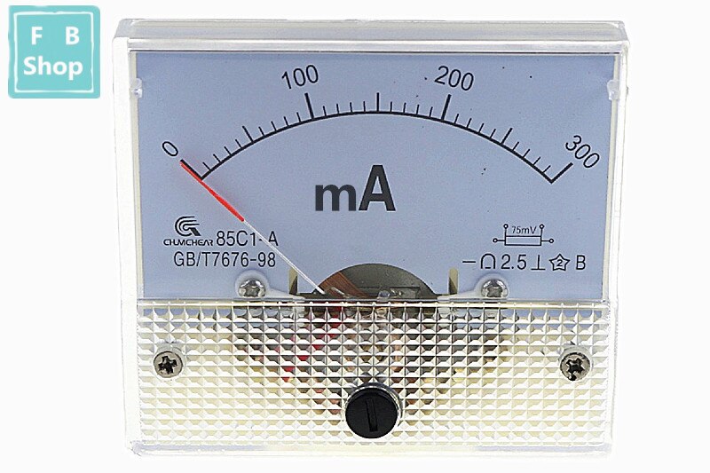 1 Uds 85C1-mA 30mA 50mA 100mA 200mA 300mA 500mA DC puntero amperímetro 85C1 analógica de la serie AMP medidor 64*56mm tamaño: 300mA