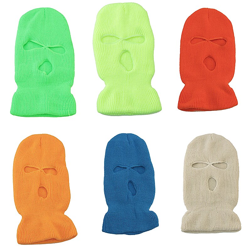 Ski Masker Gebreide Gezicht Cover Winter Volgelaatsmasker Voor Winter Outdoor Sport Winter Drie 3 Gat Bivakmuts gebreide Muts