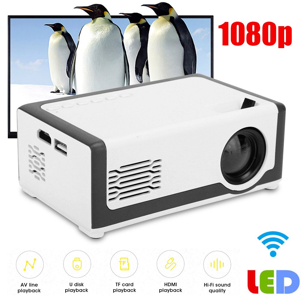 hd projector Mini LED Projector 1080P HD HDMI USB AV Pocket Home Theater Media Player 100-240V proyectores