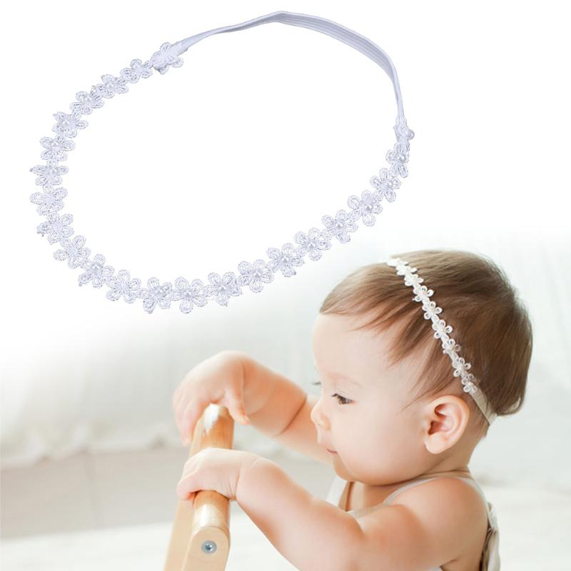 1Set Pasgeboren Baby Bloemen Haarband Haarelastiekjes Strass Mini Hoofdband Meisje Haar Accessoires Ornament Haarband Effen Kleur Bloem