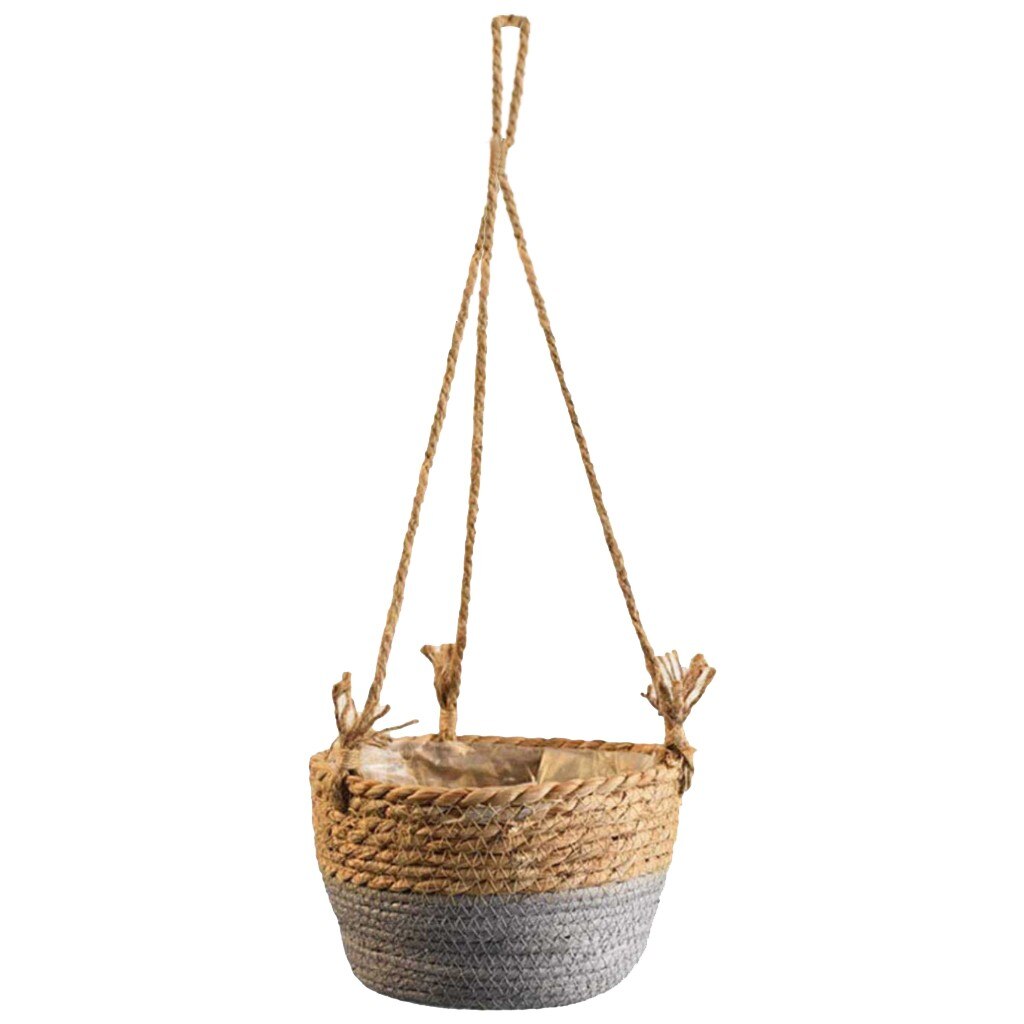 Seagrass Wicker Basket Wicker Basket Flower Pot Folding Basket Dirty Basket Stor Garden Flower Vase Foldable Flower Pots: Gray 