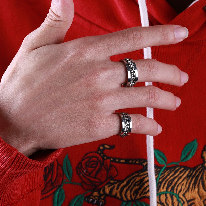 8mm drehbare kettenringe aus titanstahl für damen und herren – fingerringe zur angstlinderung mit integriertem flaschenöffner Ich bin punkrock-stil