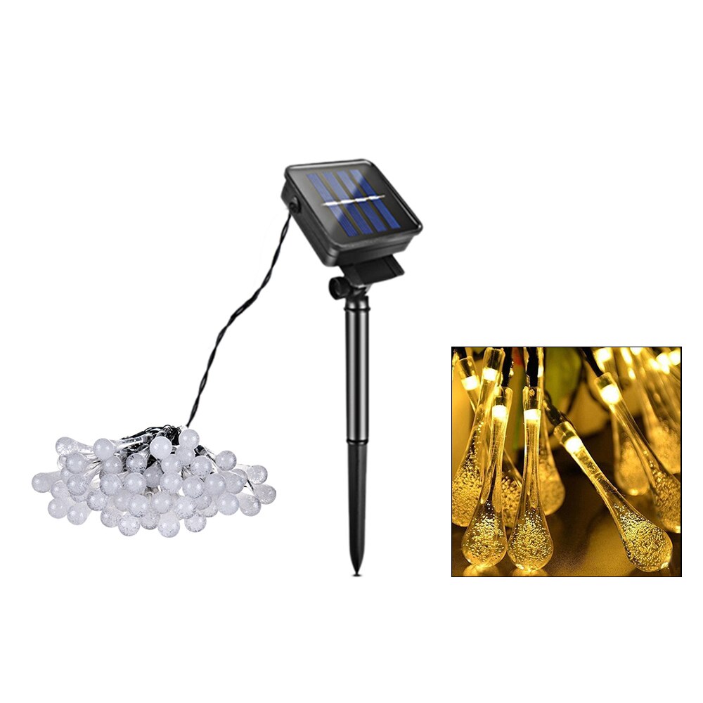 Foxanon Solar String Lights 6M 7M Fairy Ball Cherry blossom Lawn Lamp Christmas Decorative Lighting For Outdoor Garden: Waterdrop WW / 7m 50led