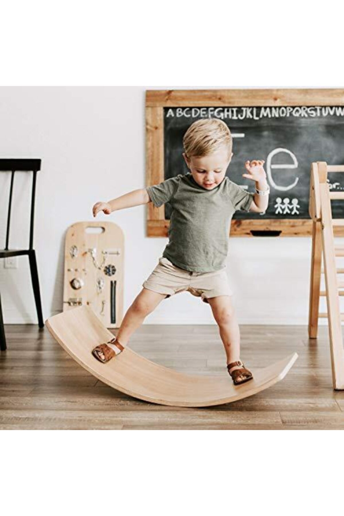 Wooden Balance Board Child Teenage Sport Seesaw Exercise Training Equipment Tahta50x27cm Plywood