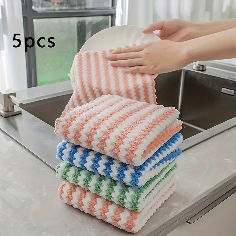 10/40 Uds paños de cocina súper absorbentes paños de limpieza de lana Coral trapos de cocina gruesos para lavar platos toallitas para ventanas de vidrio
