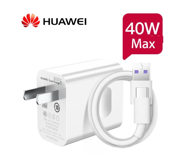 Huawei P40 Lite Lader 40W Supercharge Originele 10V4A Fast Charger Adapter Voor Huawei P40 Pro Mate 30 20 Pro nova 5T 5 Honor 20: US charger cable