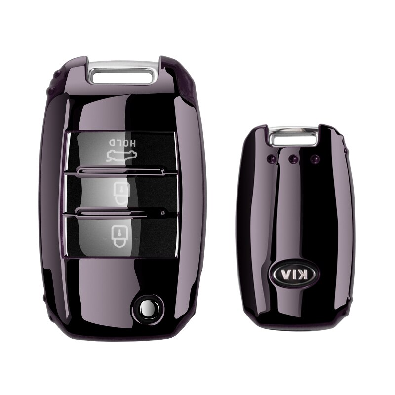 Tpu bil fjernbetjening nøgle fuld cover nøglering til kia  k2 k3 k4 k5 rio ql ceed sorento cerato sportage auto key protect shell cover: Kun sort sag