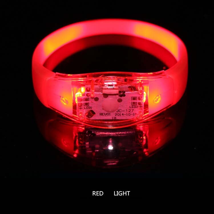 Bracelet en Silicone à lumière contrôlée par le son, lueur active, clignotant, de fête, fête, mariage, fête, Festival: red