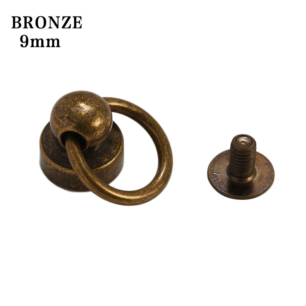 10 Stks/pak Ronde Hoofd Spikes Messing Kledingstuk Klinknagel Met Schroeven Voor Hoed/Schoen/Leer/Tas Choker Telefoon case Handgemaakte Diy Ambachten: 9mm bronze