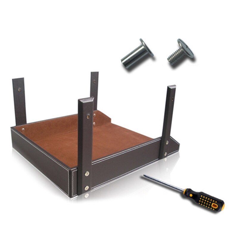 A4 Document File Organizer Tray Double Layers Desk PU Leather Paper Holder Magazine Rack Storage Holder for Home School