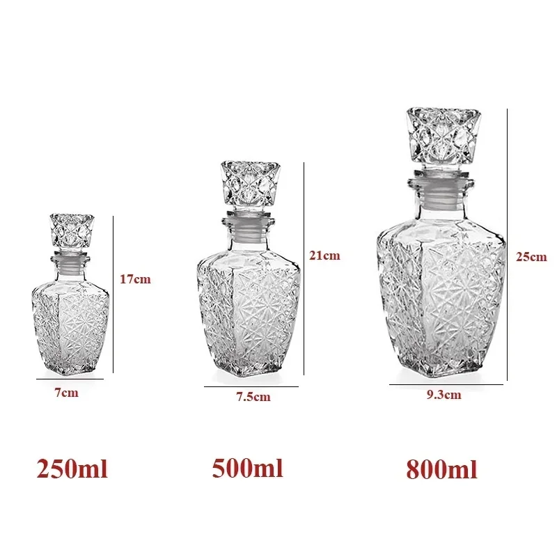 Bouteille de vin en verre sans plomb, carafe à whisky pour liqueur, Bourbon Scotch 800 ml