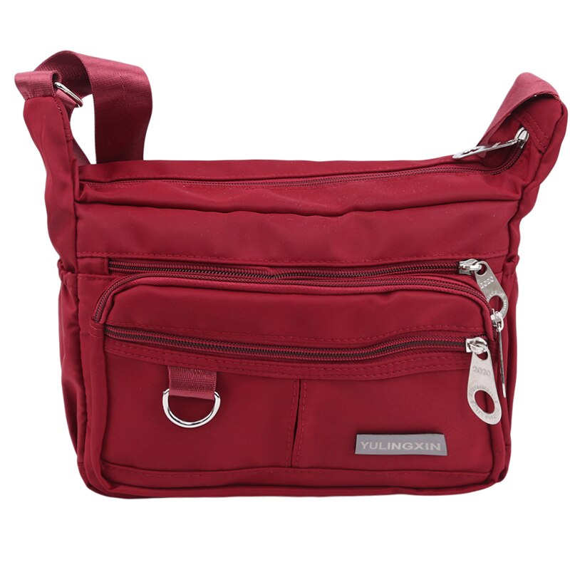 Dame skuldertaske crossbag til kvinder rød/sort crossbody taske nylon: Rød