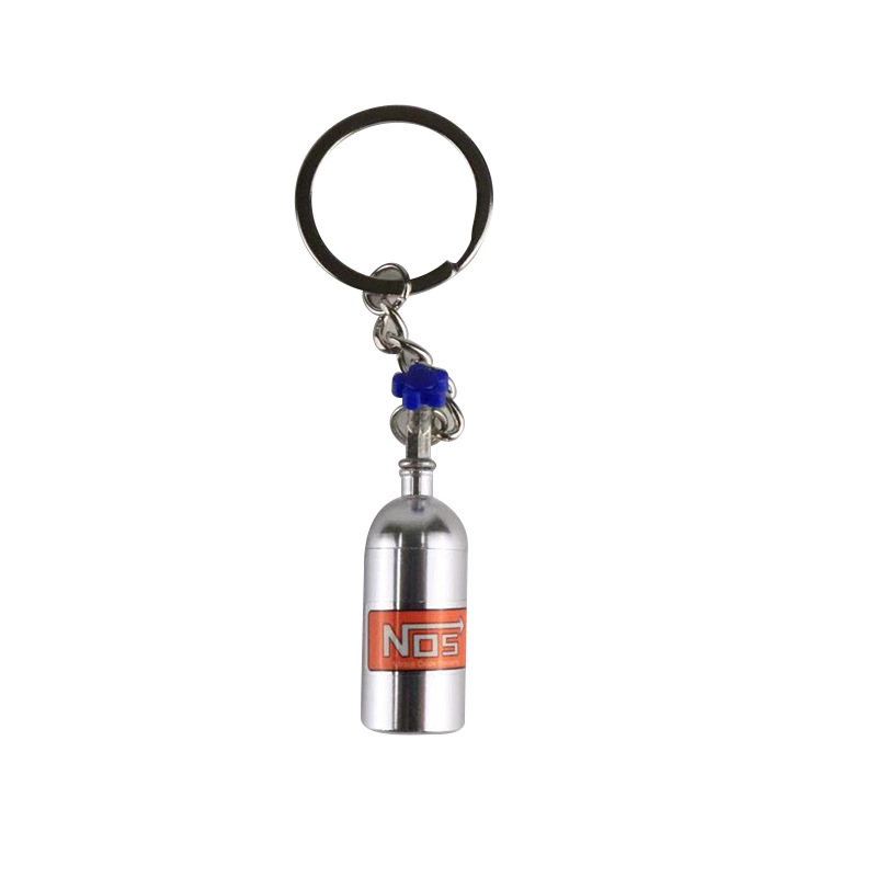 LLavero de Metal con forma de botella de nitrógeno para coche, caja de pastillas de almacenamiento, , Interior de motocicleta: Plata