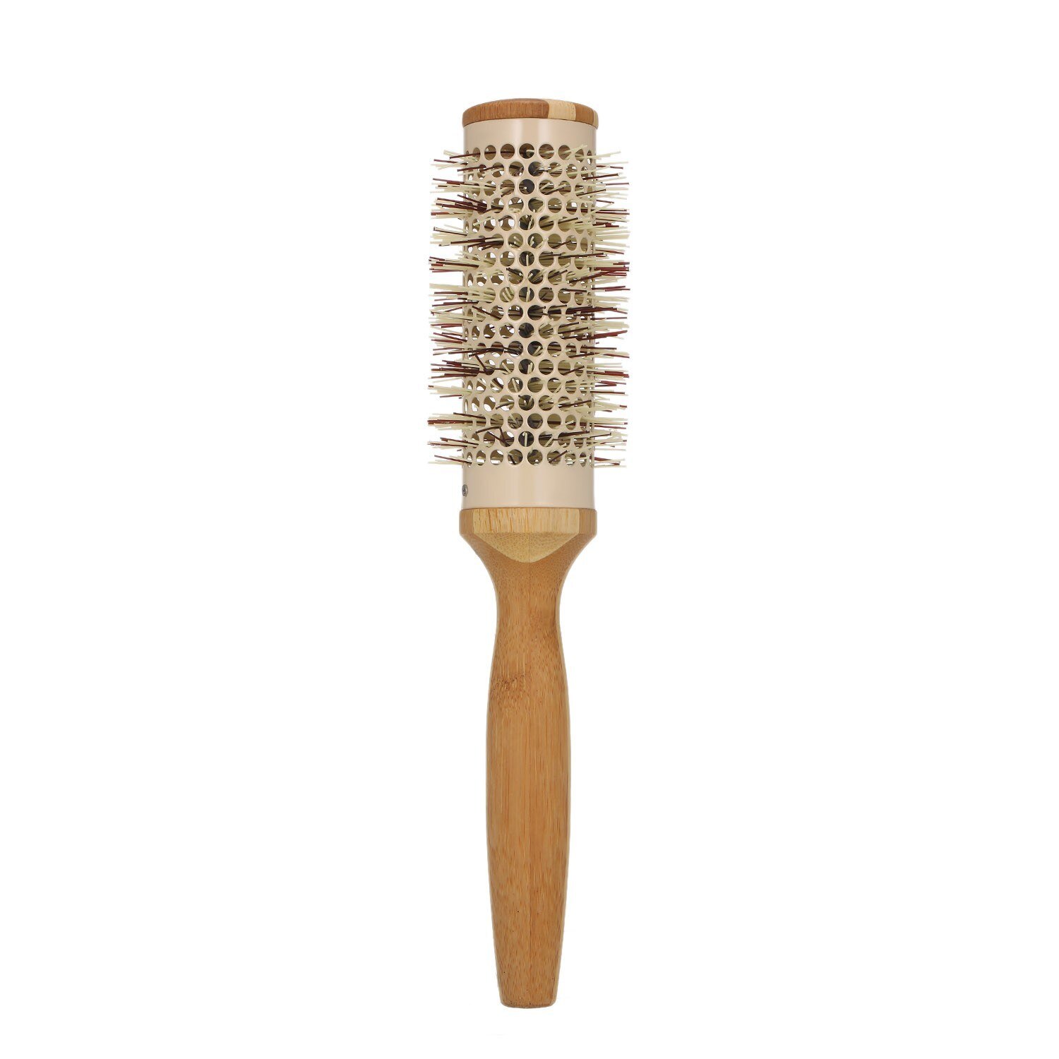Cepillo de madera Natural con cerdas de nailon, secador de pelo redondo, estilismo: Blanco
