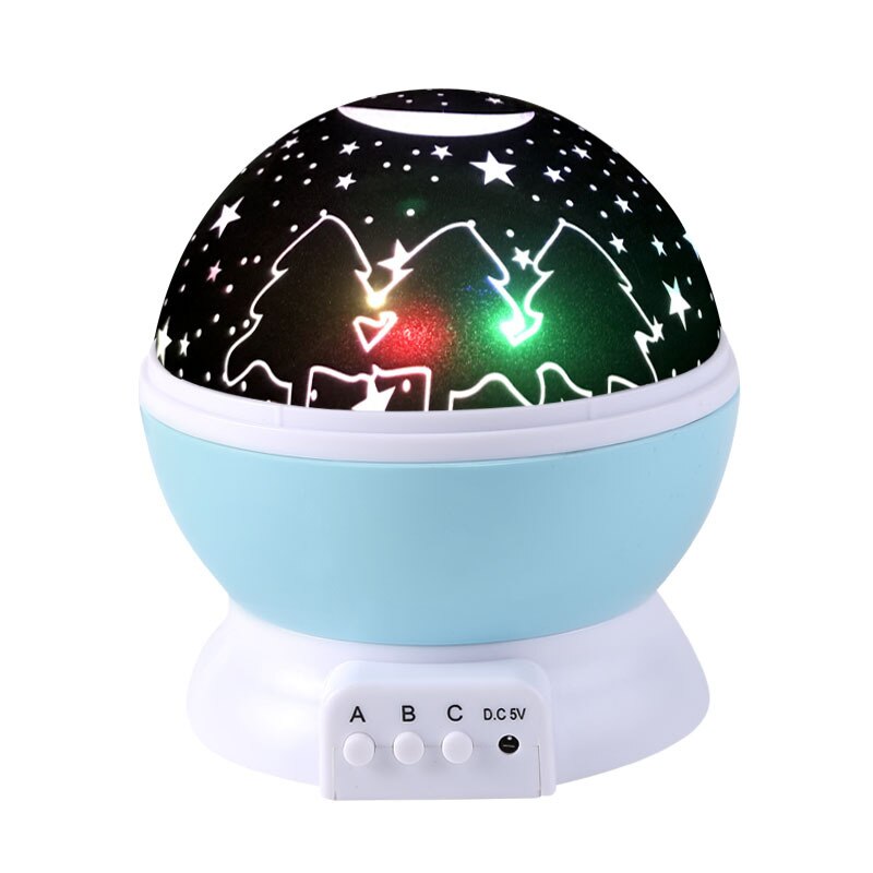 LED Night Light Projector Star Moon Romantic Sky Christmas Tree Night Light For Children Bedroom Decor Novelty Luminous Toys: Xmas tree Light blue