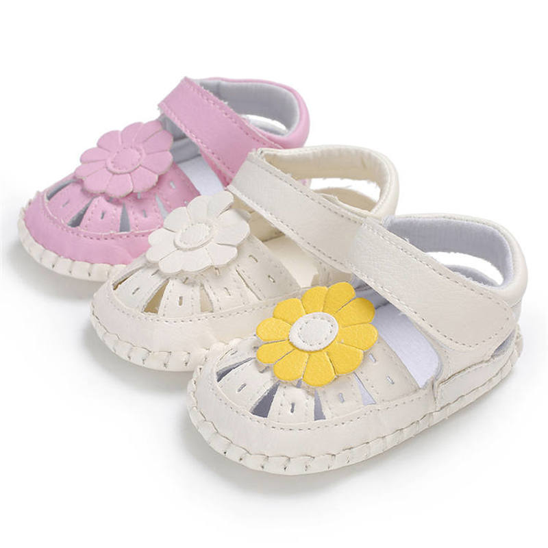 Sandalias de verano para niñas, suela de goma antideslizante con flores bonitas, zapatos de princesa para bebés de 0 a 2 años