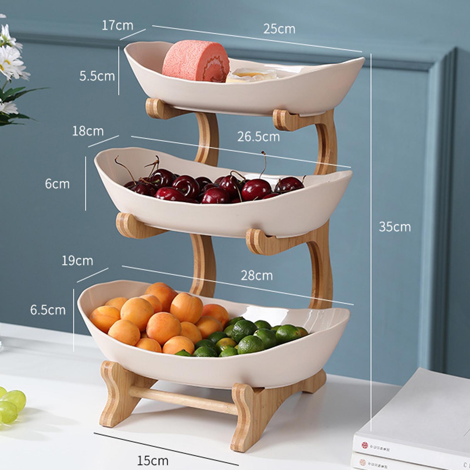 Tiered Tray Fruit Plate Appetizer Snacks Candy Shelves Organizer: 3 Tiers Beige