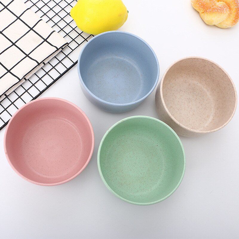 Eco-friendly Wheat Straw Children Rice Noodle Salad Bowl Household Tableware Plate Snacks Dish Eco-friendly Kitchen Tableware