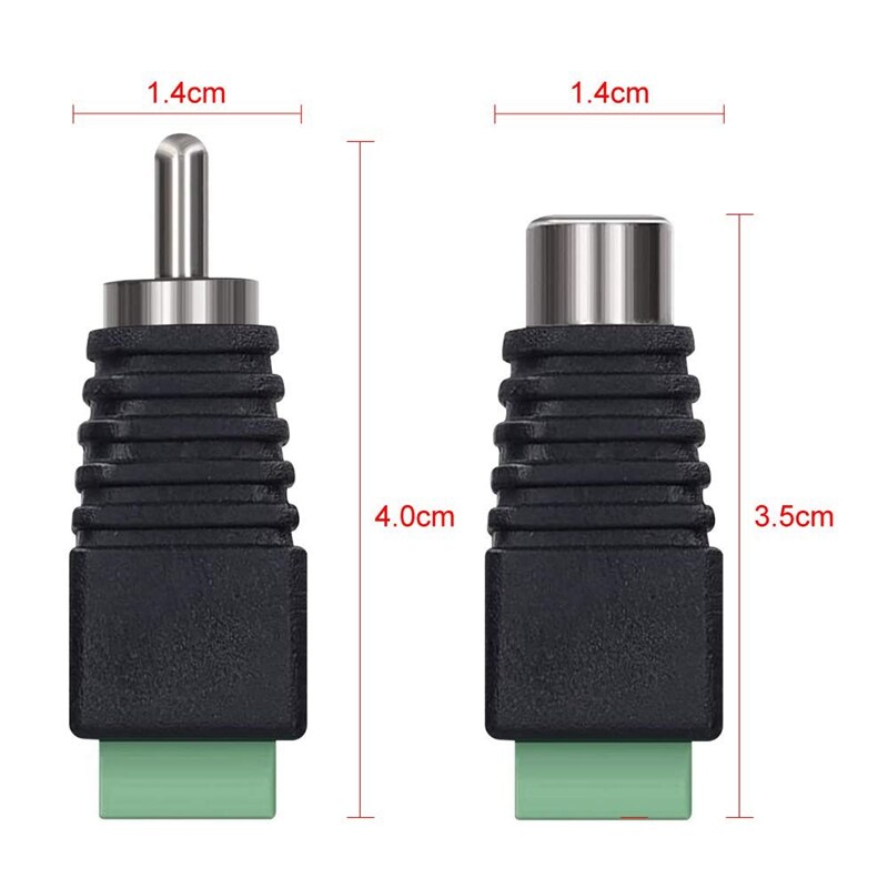 Phono RCA Screws Male Female Plug to AV Screw Terminal Audio/Video Connector Adapter (15 Male +15 Female Connector)