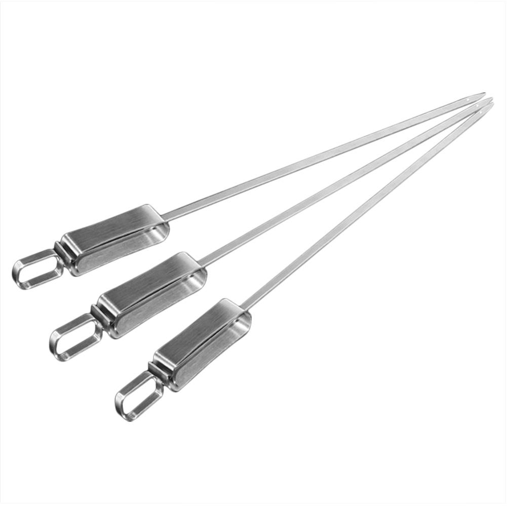 Bâtonnets de Kebab BBQ antiadhésifs | Aiguille de Barbecue, ustensile en acier inoxydable, manche Long, viande grillée, épingle à kebab d'extérieur, accessoires