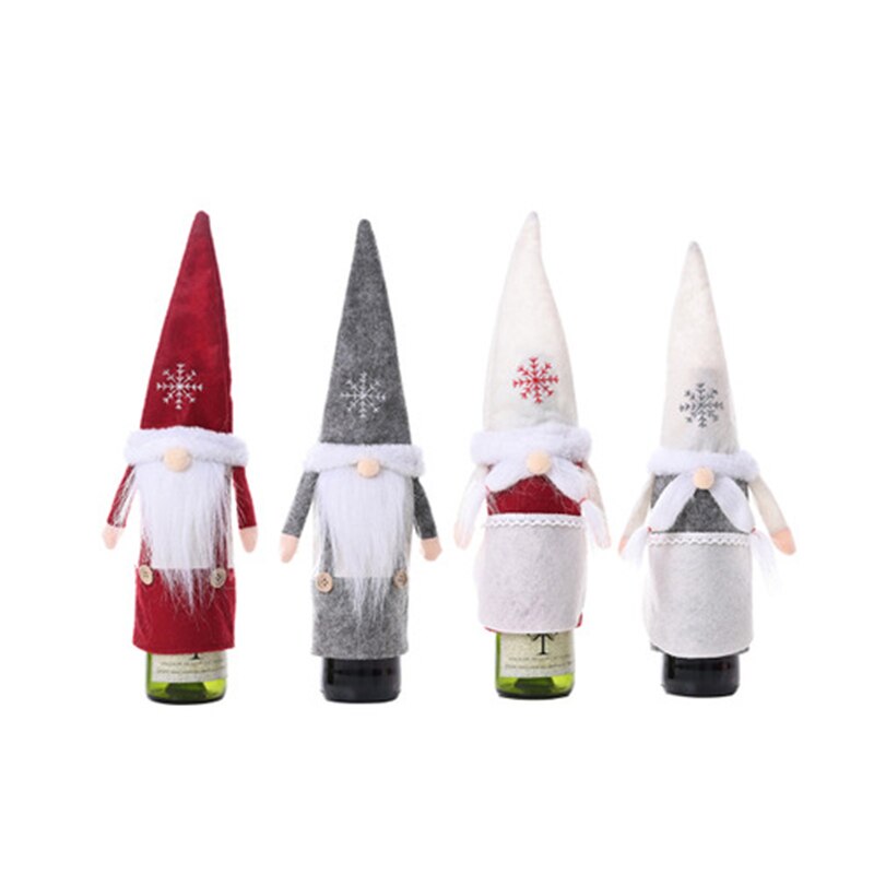 År dekorationer xmas vinflaske dække år gnome vin flaske ornament nordisk jord gud julebord dekorationer