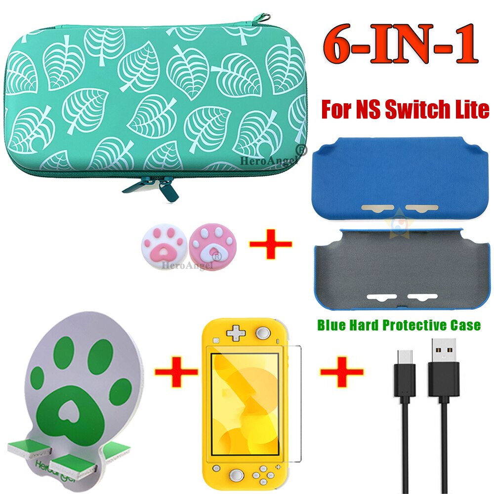 Bolsa verde 7 en 1 para Nintendo Switch Lite, Mini consola Estuche de transporte, bolsa protectora de viaje con estuche de tarjetas de juego: Lite Bag 6IN1 B