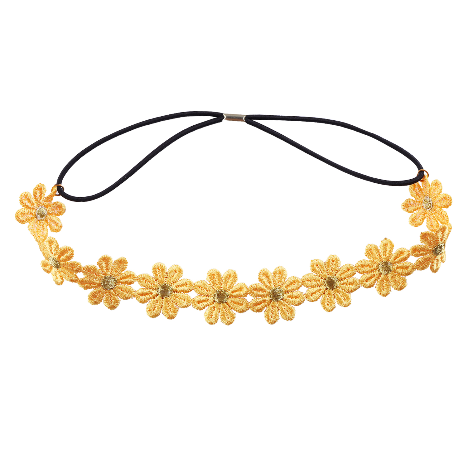 Diadema de margaritas y flores, corona de girasol Hippies, corona para el pelo, tocado Floral bohemio para de festivales de boda y turismo de primavera: YELLOW
