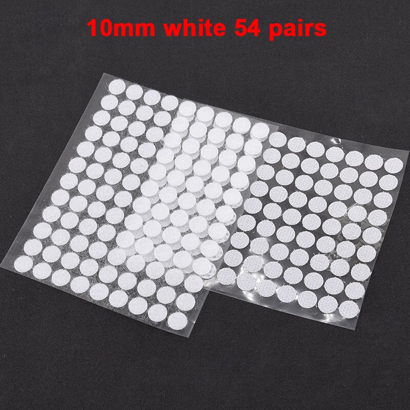 Kleurrijke Klittenbandsluitingen Lijm 10-30 Mm Zelfklevende Tape Haak Lus Nylon Magic Boob Tape Sticker Thuisgebruik Sterke lijm 100Pairs: 10mm white 54 pairs