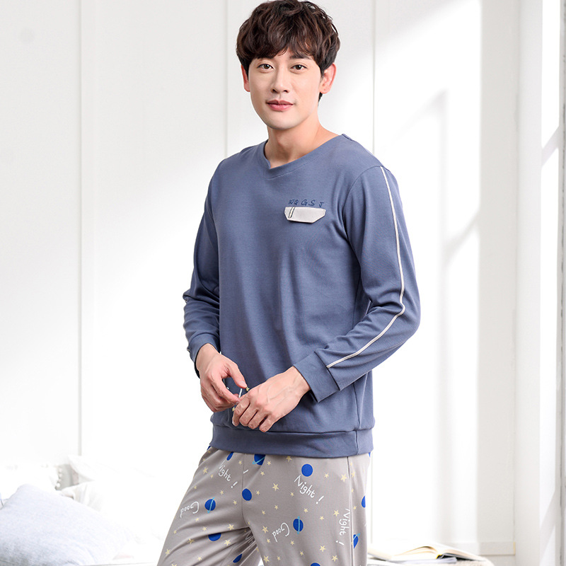 Korean Cotton Sleepwear Pajama Set For Men's Nightwear