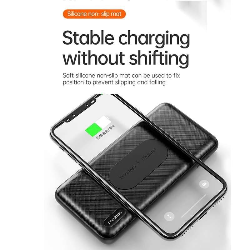 MCDODO PD+QC Portable Charger Qi Wireless Power Bank 10000mAh Powerbank External Battery Pack For iPhone 11 Xiaomi Redmi Samsung