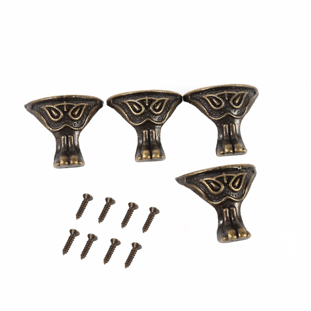 Jahrgang Holz fallen Dekorative Füße Beine Ecke ProtectorAntique Durcheinander Schmuck Kasten 4 teile/paket