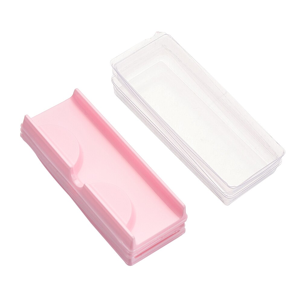 New1/ 5/10Pcs Wimpers Verpakking Dozen Wimpers Houder Doos Wimpers Verpakking Transparante Deksel Roze Trays Eye Lash lade Clear Case
