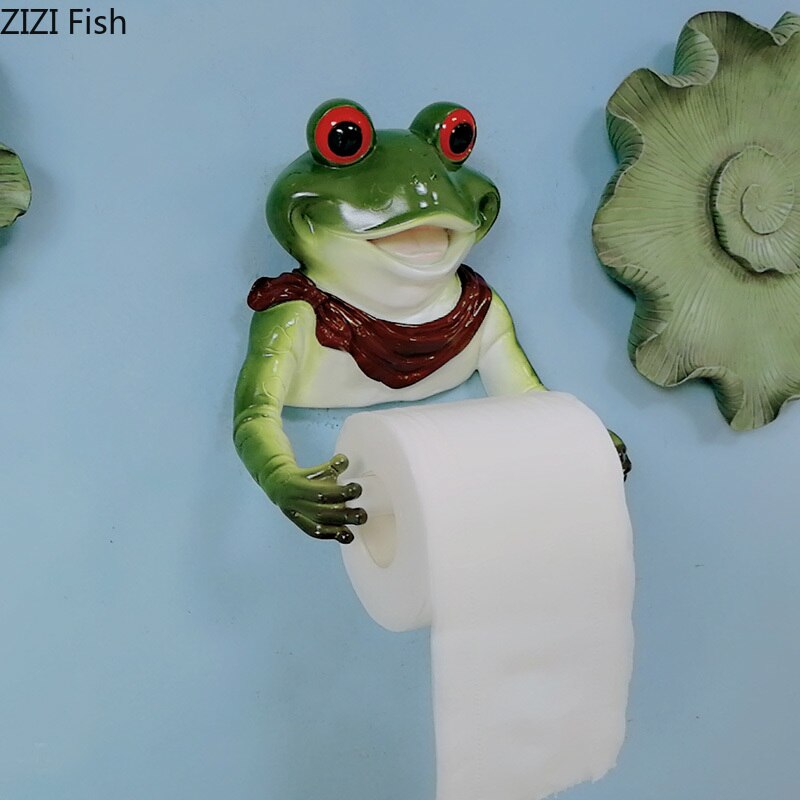 Harpiks frø toiletpapir holder vægmonteret gratis perforeret badeværelse sømløs toiletpapir kasse bøjle hjem dekoration
