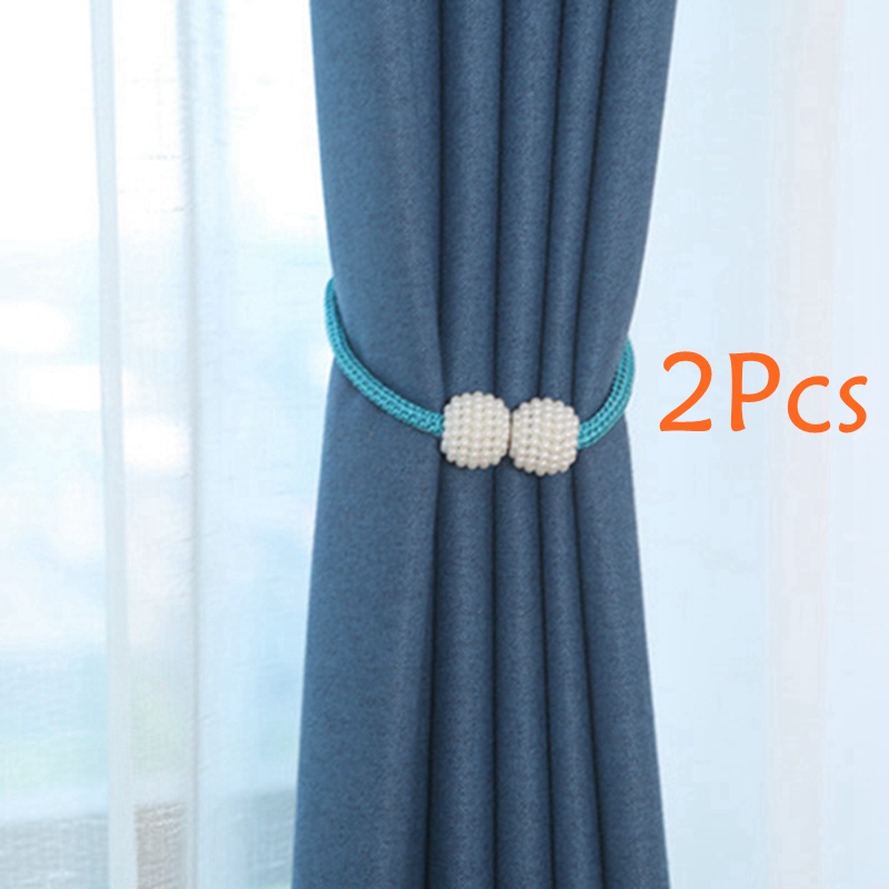 Pinces à rideaux magnétiques 2 pièces, pinces à rideaux, support de rideau, pompon, Clips magnétiques pour embrasses, attaches arrière, accessoires de décoration pour la maison: 2 Pcs Blue