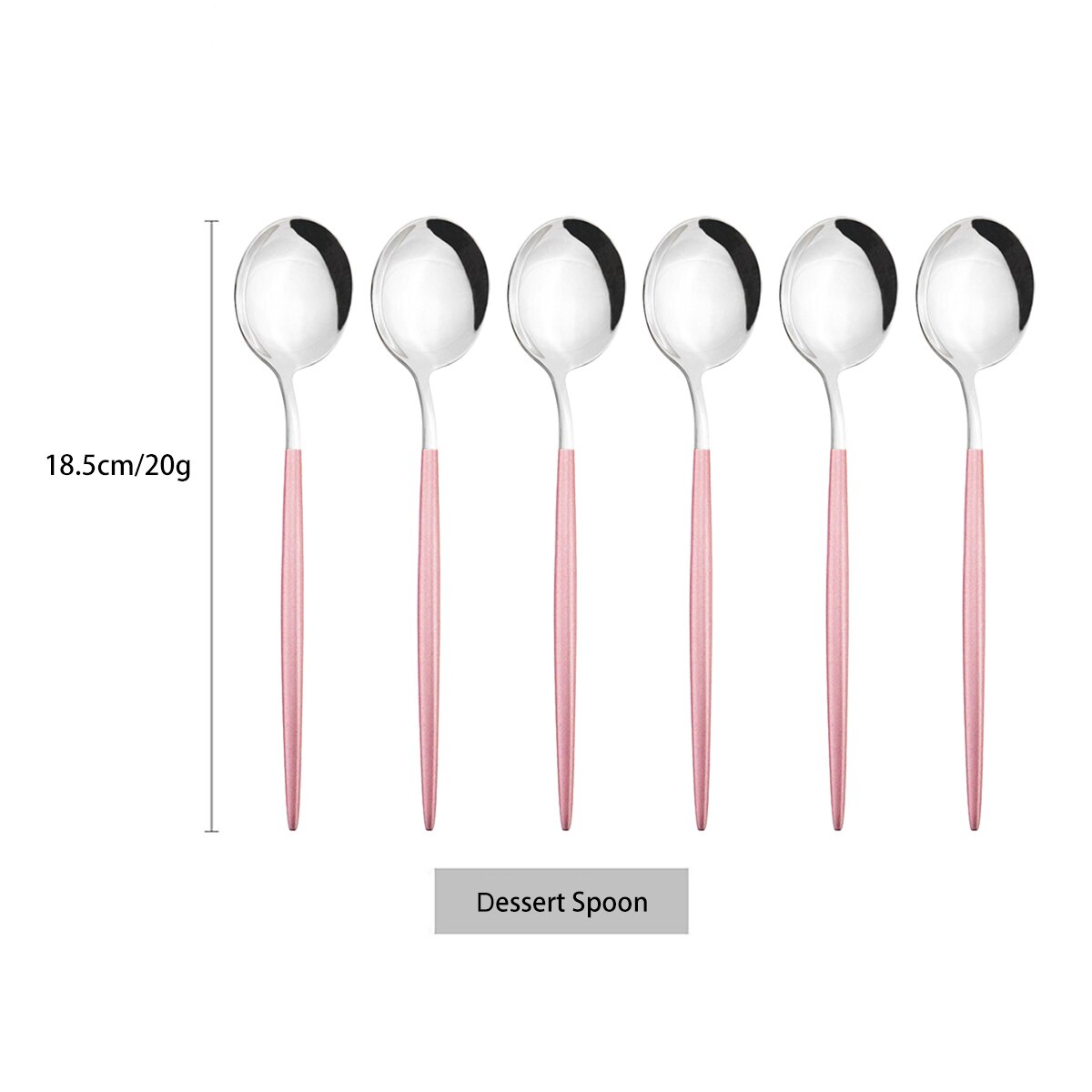 6Pcs/Set Stainless Steel Dinnerware Colorful Dessert Spoon Cutlery Set Dinner Spoon Coffee Spoons Tableware Kitchen Silverware: Pink Silver