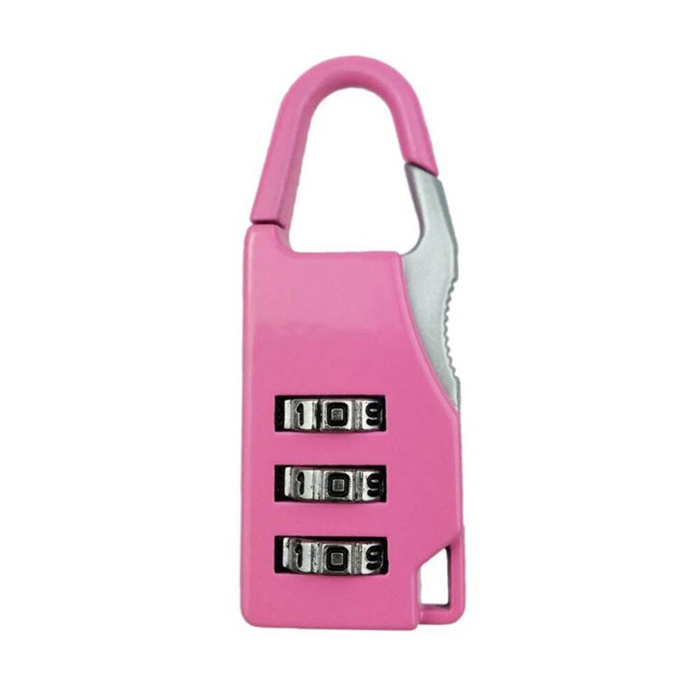 3 mini draaicijferige nummercode wachtwoordcombinatie hangslot beveiligingsreiskluis slot voor hangslot bagage slot van sportschool: Roze