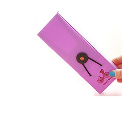 Estuche de lápices de plástico con dibujo animado Color caramelo, estuche escolar, papelería para estudiantes, material escolar,: Púrpura