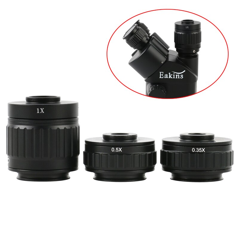 Adaptador de enfoque de lente ajustable para cámara, tipo de adaptador de montaje en C para microscopio estéreo Trinocular, 1x0,35x0,5 x