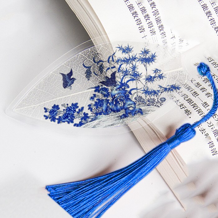 Creatieve Chinese Stijl Bladwijzer Met Kwastjes Mooie Blauw En Wit Porselein Bladader Voor Vriend Student Schoolbenodigdheden: No.16