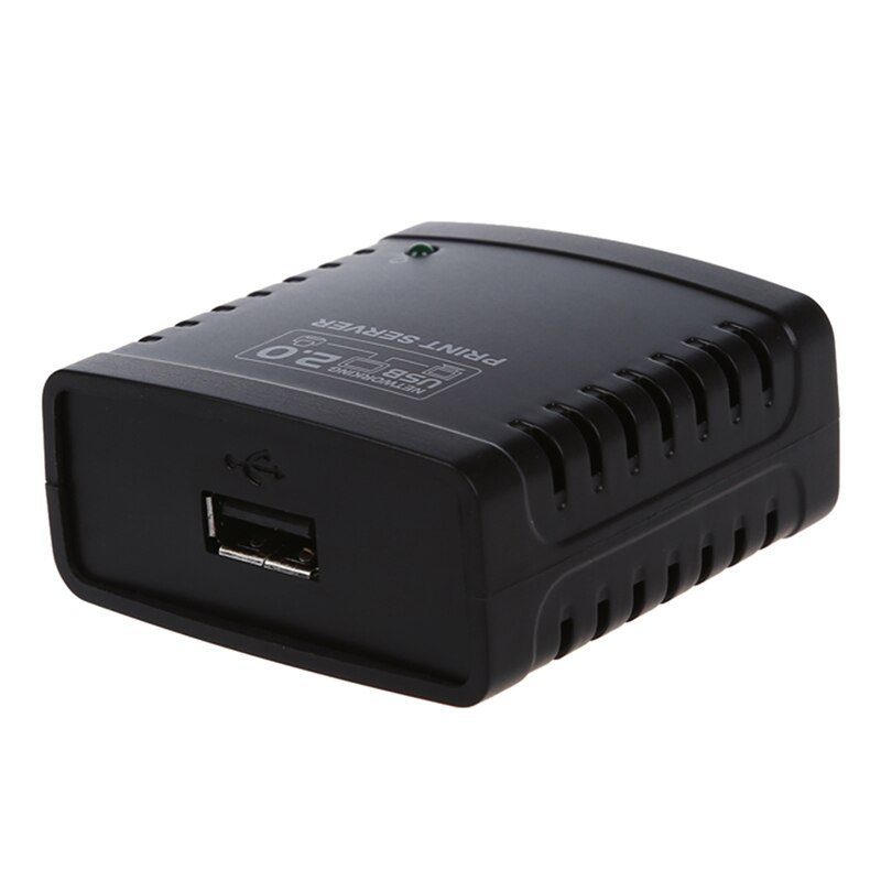 Print Server USB 2.0 Ethernet Network LPR for LAN Ethernet Networking Printers Share black