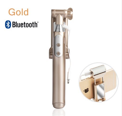 lipstick naakt bluetooth draadloze selfie stick voor iphone 7/7 plus iphone 6 6 s ios voor samsung android smartphone: gold bluetooth