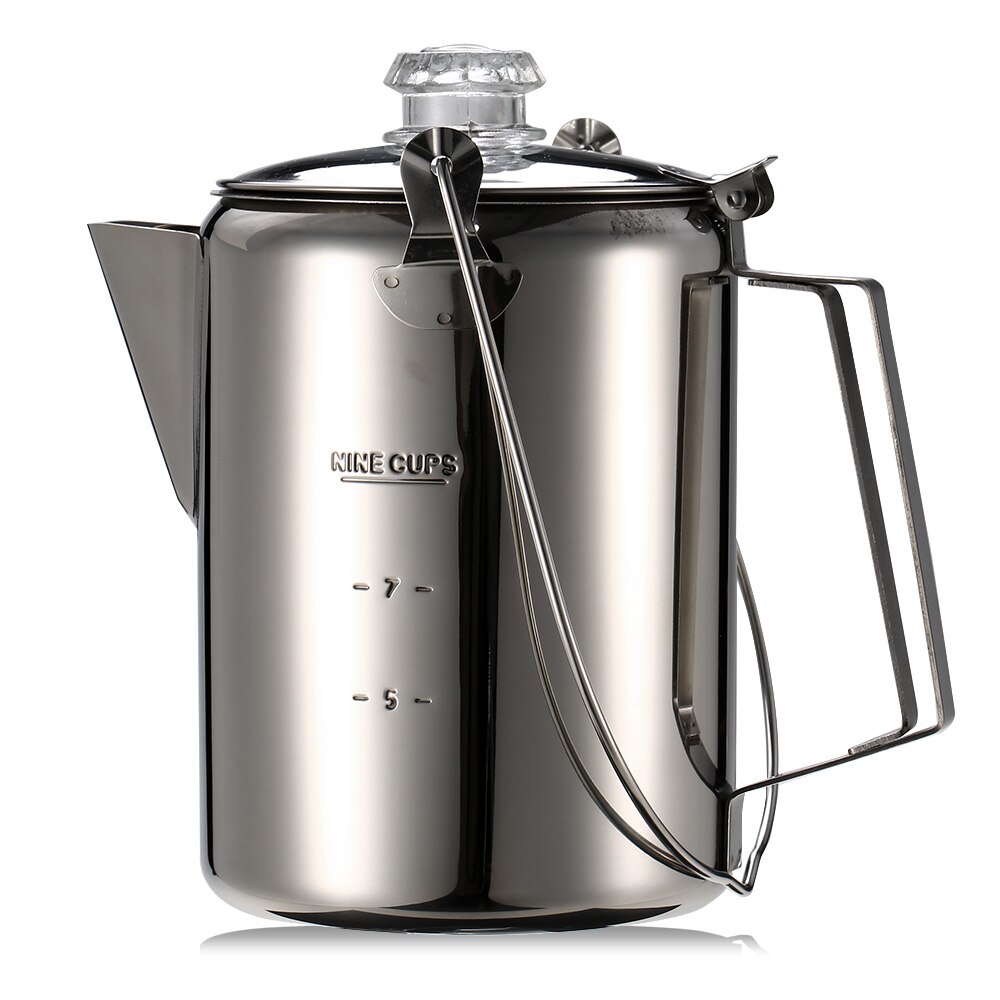 9 kop markering rustfrit stål perkolator kaffekande camping hjem køkken kontor vandkedel kaffemaskine