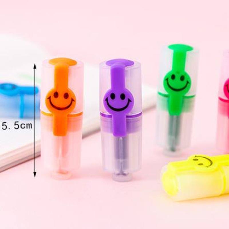 6 stk / sett smiley akvarell kawaii skrivesaker highlighter kunst forsyninger til låve tegnesett markører skoleartikler